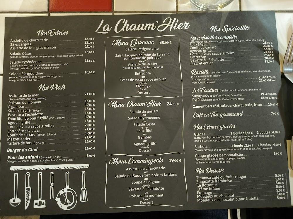 La Chaum'Hier - Menu Image 1