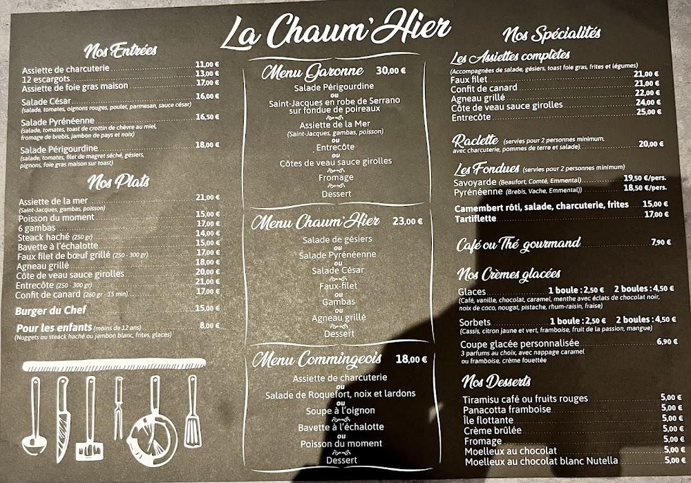 La Chaum'Hier - Menu Image 2